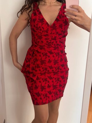 Vestido Voodoo Vixen Rojo Flores Negras Talla M