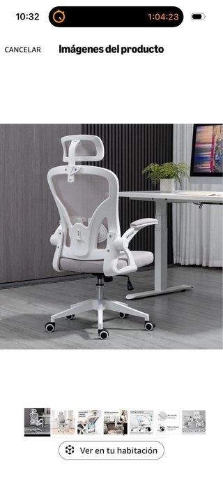 Silla de oficina ergonómica gris y blanca