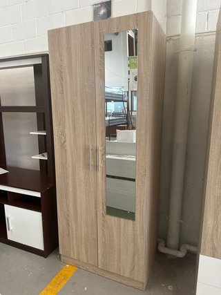 Armario 2 puertas madera y cristal