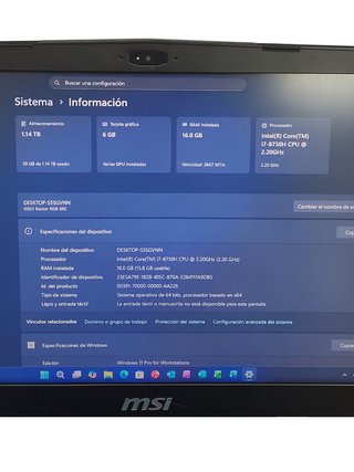 MSI Gaming Laptop Intel i7 16GB RAM 256GB SSD + 1T
