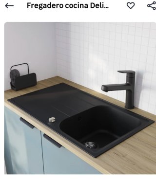 Fregadero de cuarzo negro con 1 seno y escurridor