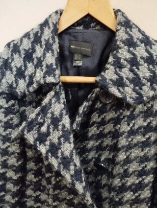 Abrigo Mango Houndstooth Lana