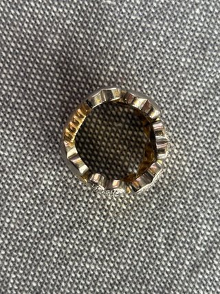 Anillo Corazones Oro 18k Blanco y Amarillo diamand