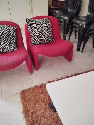 Coppia Poltrone Design Anni '70 Rosse