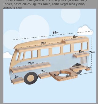 Estantería infantil de madera con forma de autobús