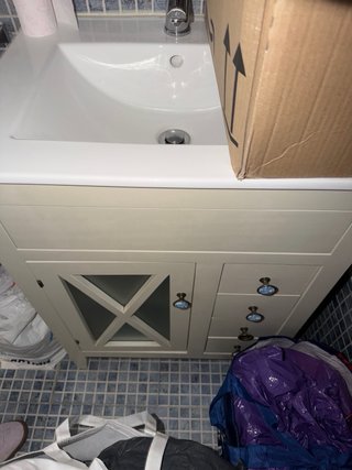Mueble de baño lavamanos beige/blanco