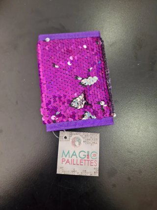 Portafogli con paillettes viola e argento