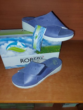 Pantofole donna Robert in pelle  colore Oceania te