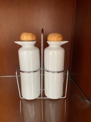 Set Aceitera y Vinagrera Cerámica Blanca
