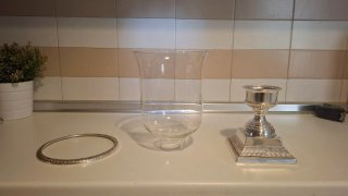 Portavelas Hurricane Cristal y Metal Plateado