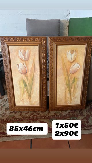 Cuadros Decorativos Madera Flor Beige/Marrón