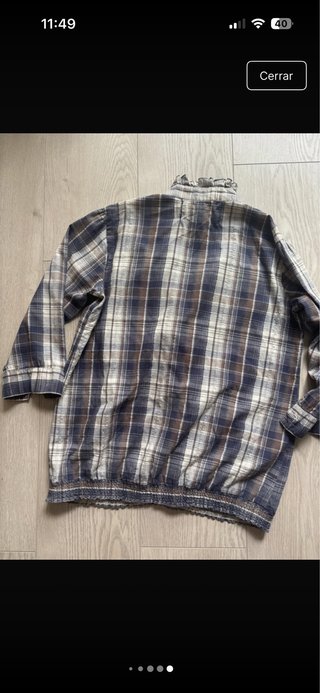 Camisa cuadros volantes azul y marrón