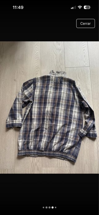 Camisa cuadros volantes azul y marrón