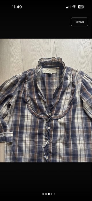 Camisa cuadros volantes azul y marrón