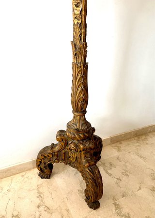 Lámpara madera tallada grande 154 cm