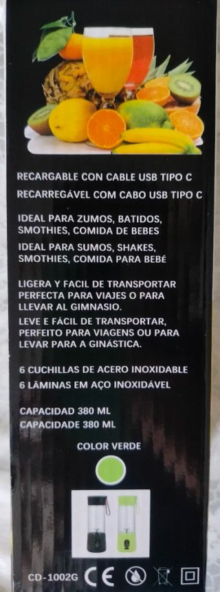 Batidora Portátil Recargable Eurotec