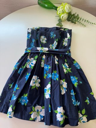 Vestido Hollister Floral Talla M Azul Marino