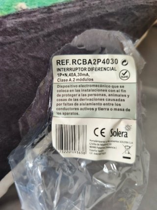 Interruptor Diferencial Solera RCBA2P4030 40A