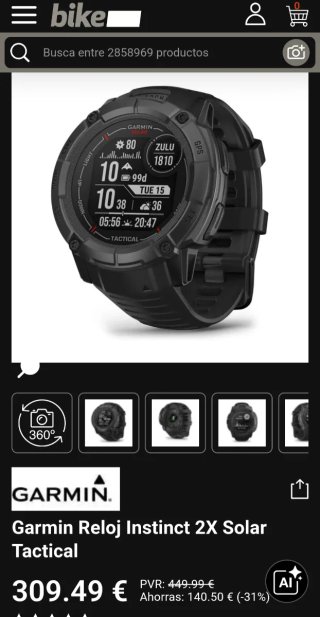 Garmin Instinct 2X Solar Tactical Negro/Rojo