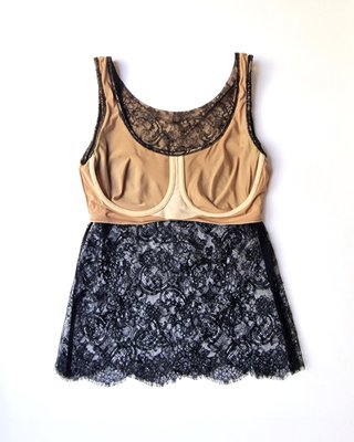La Perla Canotta Pizzo Beige/Nero Taglia Unica