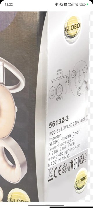 Lampadario soffitto LED Globo 3x4.5W orientabile