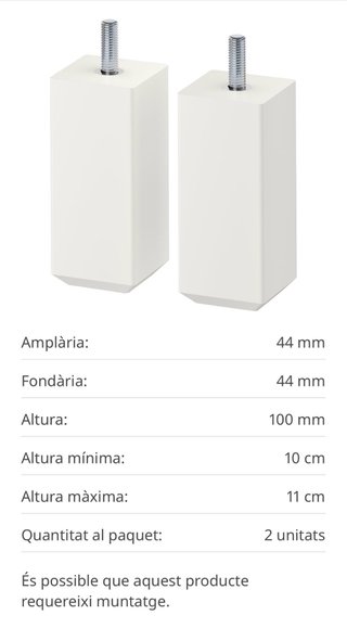 4 Patas Ikea Stubbarp  blancas para BESTA