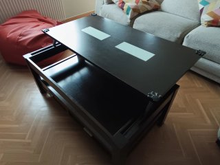 Mesa de centro elevable con balda y cajones
