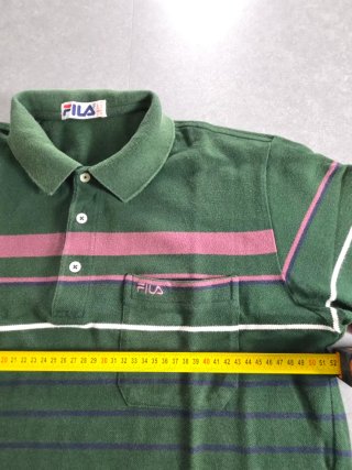 Polo Fila Vintage Verde Righe Ricamato Y2k XL