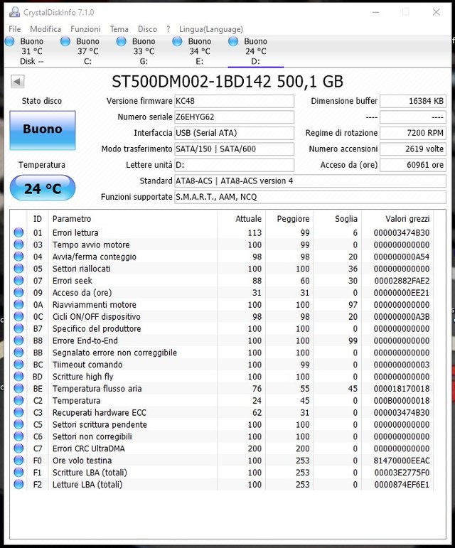 Lotto 4 Hard Disk Interni PC 3,5 500GB Testati