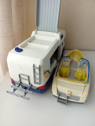 Lote autocaravana y lancha Playmobil