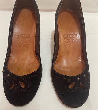 Zapatos tacón ante marrón oscuro 38