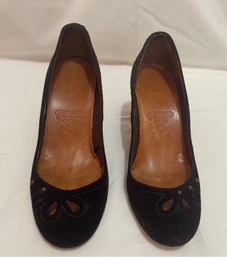 Zapatos tacón ante marrón oscuro 38