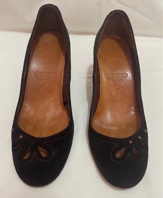 Zapatos tacón ante marrón oscuro 38