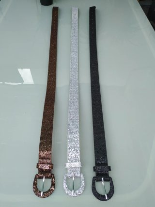 3 Cinturones Strass Plata