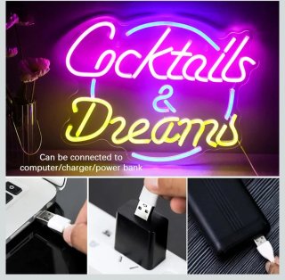 Lampada Neon LED "Cocktails & Dreams"