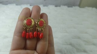 Pendientes Vintage Oro 18k Coral