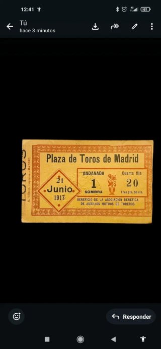Entrada Plaza de Toros Madrid 1917