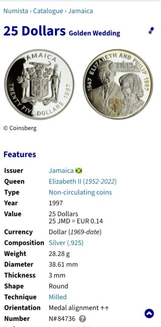 Moneda Plata. Jamaica 1997