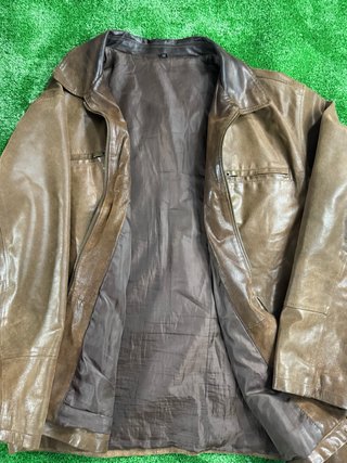 Giacca in pelle marrone uomo