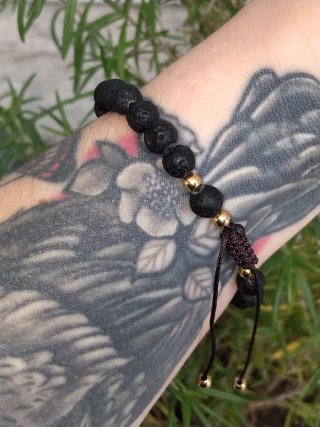 Pulsera Ojo de Tigre y roca volcánica