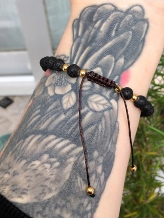 Pulsera Ojo de Tigre y roca volcánica