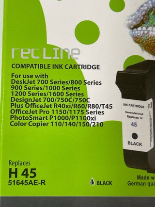 Cartucho Tinta compatible HP 45 Negro