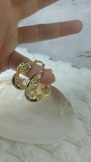 Pendientes Aro Bañados en Oro Llave Griega