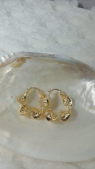 Pendientes Aro Bañados en Oro Llave Griega