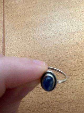 Anillo Plata Piedra Azul Ovalada