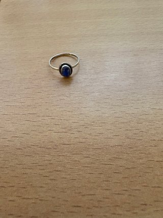 Anillo Plata Piedra Azul Ovalada