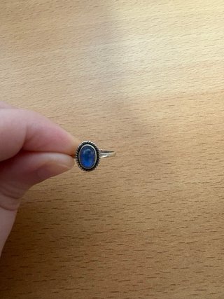 Anillo Plata Piedra Azul Ovalada
