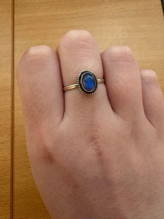 Anillo Plata Piedra Azul Ovalada