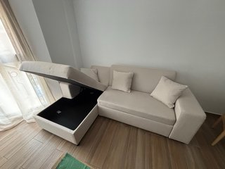 Sofá Cama Beige Sklum Con almacenamiento