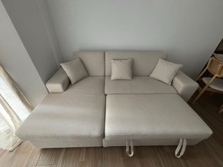 Sofá Cama Beige Sklum Con almacenamiento